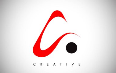 Kırmızı swoosh Letter Modern Trendy Tasarım Logo. A Simgesi Günlüğü Harfi