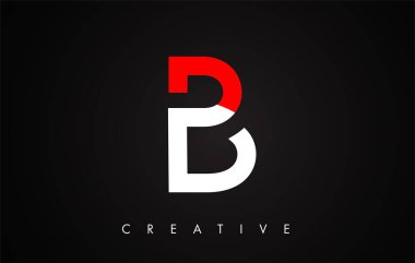 B Kırmızı ve Siyah Mektup Modern Trendy Tasarım Logosu. B Harfi Simgesi 