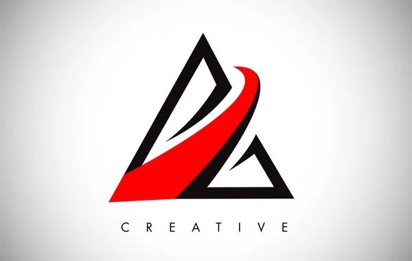Logo s červeným a černým designem. Logo s ikonou dopisu s režimem — Stockový vektor
