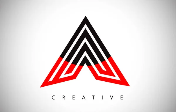 Logotipo de diseño rojo y negro. Letra A Icono Logo con Modo — Archivo Imágenes Vectoriales
