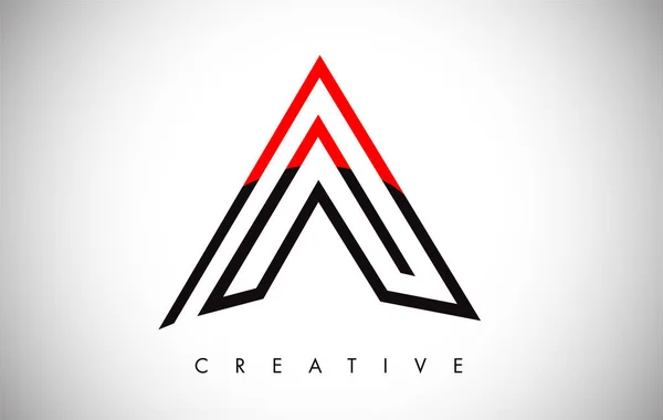 Une lettre logo design rouge et noir. Lettre A Logo icône avec mode — Image vectorielle