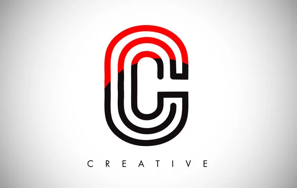 C Red and Black Letter Modern Trendy Design Logo. Carta C Ícone —  Vetores de Stock