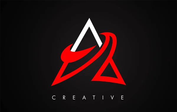 Een letter rood en zwart design logo. Letter A Icon logo met modus — Stockvector
