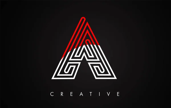 En bokstav röd och svart design logo typ. Brev A ikon logo typ med läge — Stock vektor