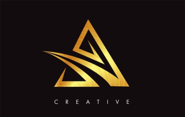 Altın Altın Mektup Modern Trendy Tasarım Logosu. Mektup A Simge Lo