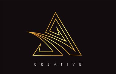 Altın Altın Mektup Modern Trendy Tasarım Logosu. Mektup A Simge Lo
