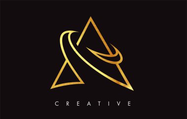 Altın Altın Mektup Modern Trendy Tasarım Logosu. Mektup A Simge Lo