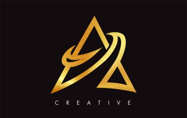 Altın Altın Mektup Modern Trendy Tasarım Logosu. Mektup A Simge Lo