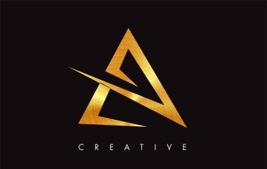 Altın Altın Mektup Modern Trendy Tasarım Logosu. Mektup A Simge Lo