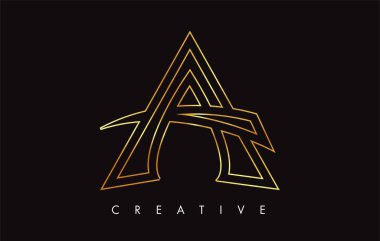 Altın Altın Mektup Modern Trendy Tasarım Logosu. Mektup A Simge Lo