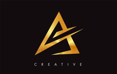 Altın Altın Mektup Modern Trendy Tasarım Logosu. Mektup A Simge Lo