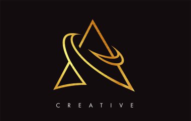 Altın Altın Mektup Modern Trendy Tasarım Logosu. Mektup A Simge Lo