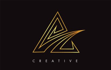 Altın Altın Mektup Modern Trendy Tasarım Logosu. Mektup A Simge Lo