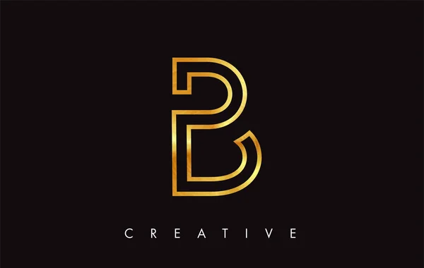 B Or Lettre d'or moderne design tendance logo. Lettre B Icône Lo — Image vectorielle