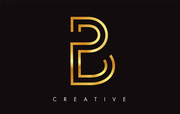 B Gold Golden Letter Modern Trendy Design Logo. Letter B Icon Lo — Stock Vector