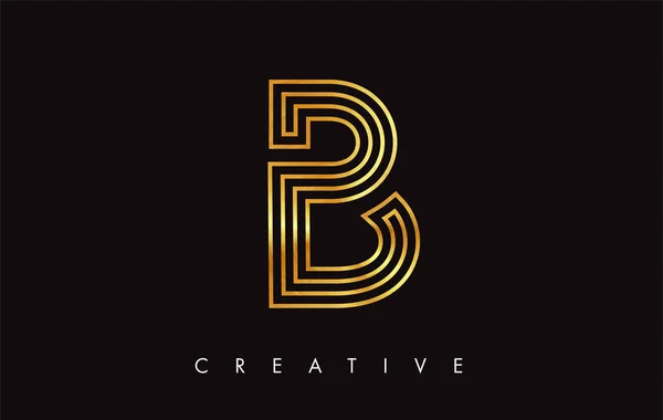 B Or Lettre d'or moderne design tendance logo. Lettre B Icône Lo — Image vectorielle