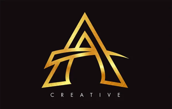 A Gold Golden Letter Modern Trendy Design Logo. Carta A Ícone Lo — Vetor de Stock