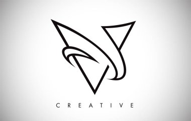 V Harfi Modern Trendy Tasarım Logosu. Modlu V Harfi Simge Logosu