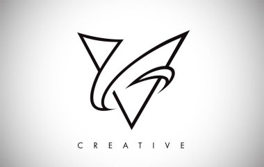 V Harfi Modern Trendy Tasarım Logosu. Modlu V Harfi Simge Logosu