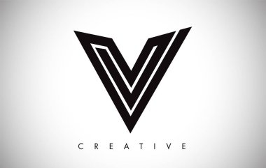 V Harfi Modern Trendy Tasarım Logosu. Modlu V Harfi Simge Logosu