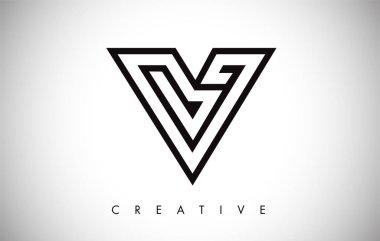 V Harfi Modern Trendy Tasarım Logosu. Modlu V Harfi Simge Logosu