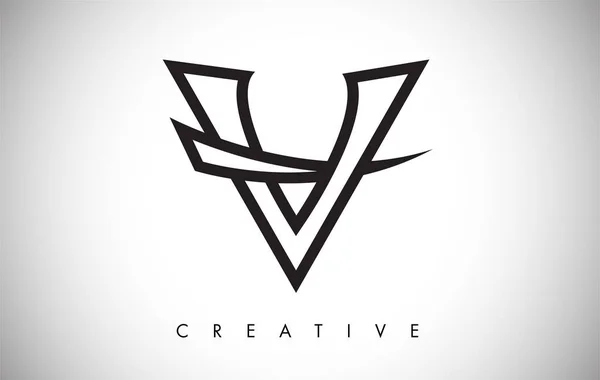 V list nowoczesny modny design logo. Litera V ikona logo z trybem — Wektor stockowy