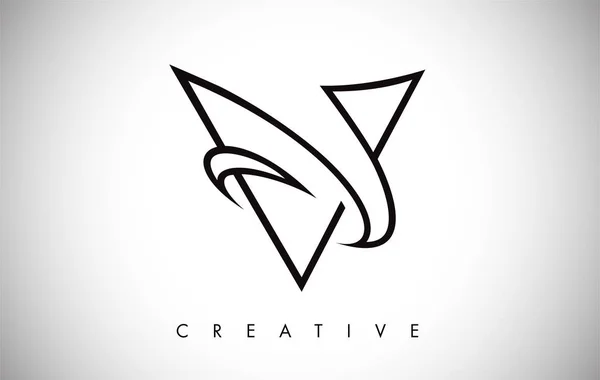 V Carta Logo. Diseño creativo del icono del logotipo de V Letter con monograma — Vector de stock