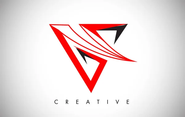 V černé a červené logo písmeno. Kreativní V dopisní logo-návrh ikony — Stockový vektor