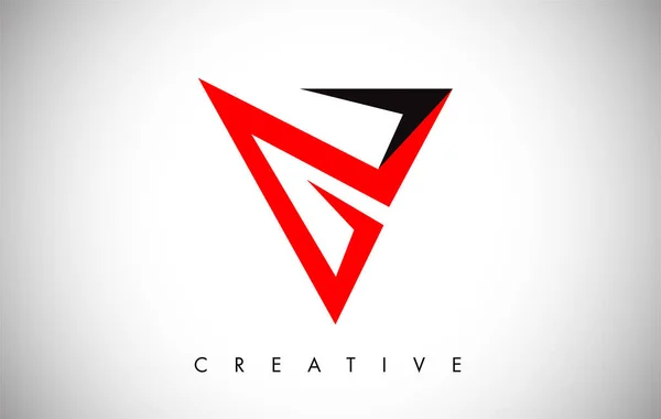 V preto e vermelho logotipo carta. Criativa V Carta Logo Ícone Design —  Vetores de Stock