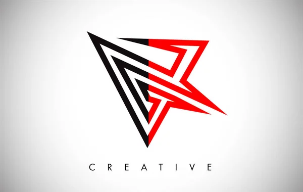 V чорно-червоний логотип листа. Creative V лист логотип значок дизайн — стоковий вектор