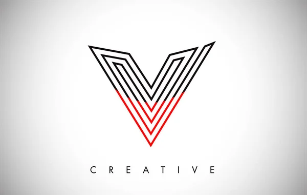 V Black and Red Logo Letter. Creative V Letter Logo Icon Design