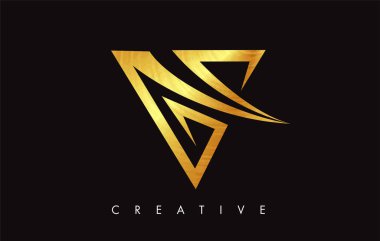 Altın V Harfi Logo Tasarımı. Altın Doku Vektör İllüstrasyon ile V harfi Logo Simgesi