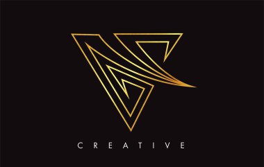 Altın V Harfi Logo Tasarımı. Altın Doku Vektör İllüstrasyon ile V harfi Logo Simgesi