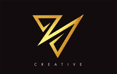 Altın V Harfi Logo Tasarımı. Altın Doku Vektör İllüstrasyon ile V harfi Logo Simgesi