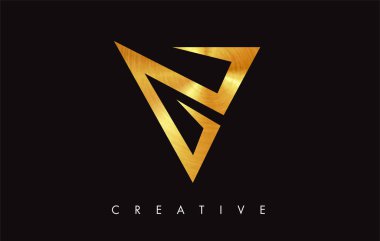 Altın V Harfi Logo Tasarımı. Altın Doku Vektör İllüstrasyon ile V harfi Logo Simgesi