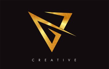 Altın V Harfi Logo Tasarımı. Altın Doku Vektör İllüstrasyon ile V harfi Logo Simgesi