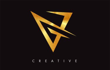 Altın V Harfi Logo Tasarımı. Altın Doku Vektör İllüstrasyon ile V harfi Logo Simgesi