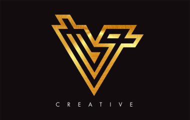 Altın V Harfi Logo Tasarımı. Altın Doku Vektör İllüstrasyon ile V harfi Logo Simgesi