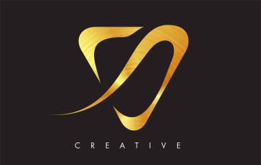 Altın V Harfi Logo Tasarımı. Altın Doku Vektör İllüstrasyon ile V harfi Logo Simgesi