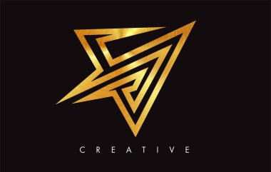 Altın V Harfi Logo Tasarımı. Altın Doku Vektör İllüstrasyon ile V harfi Logo Simgesi