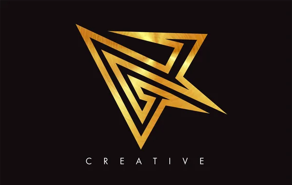 Golden Carta Logo Design Ícone Logotipo Letra Com Ilustração Vetor — Vetor de Stock