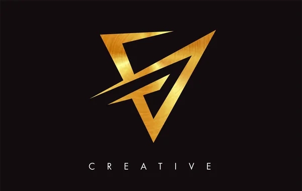 Golden Carta Logo Design Ícone Logotipo Letra Com Ilustração Vetor — Vetor de Stock