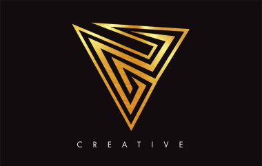 Altın V Harfi Logo Tasarımı. Altın Doku Vektör İllüstrasyon ile V harfi Logo Simgesi