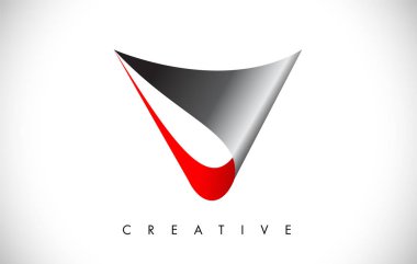 V Harfi Modern Trendy Tasarım Logosu. Modlu V Harfi Simge Logosu