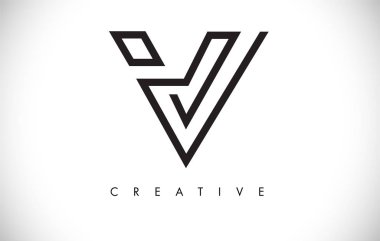 V Harfi Modern Trendy Tasarım Logosu. Modlu V Harfi Simge Logosu