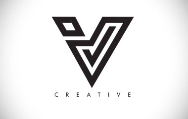 V Harfi Modern Trendy Tasarım Logosu. Modlu V Harfi Simge Logosu
