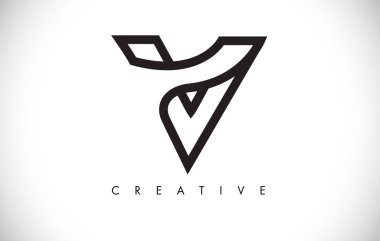 V Harfi Modern Trendy Tasarım Logosu. Modlu V Harfi Simge Logosu