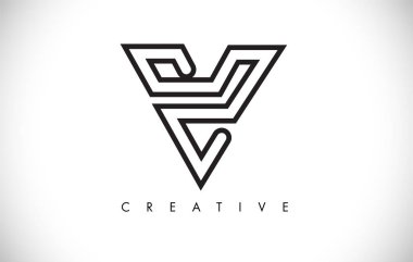 V Harfi Modern Trendy Tasarım Logosu. Modlu V Harfi Simge Logosu