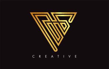 V Golden Letter Modern Trendy Tasarım Logosu. V Harfi Simge Logo wi