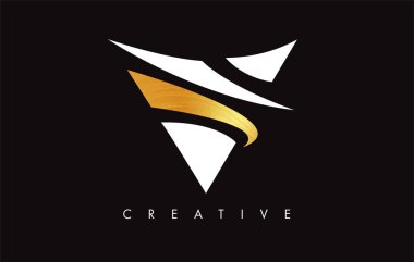 V Golden Letter Modern Trendy Tasarım Logosu. V Harfi Simge Logo wi